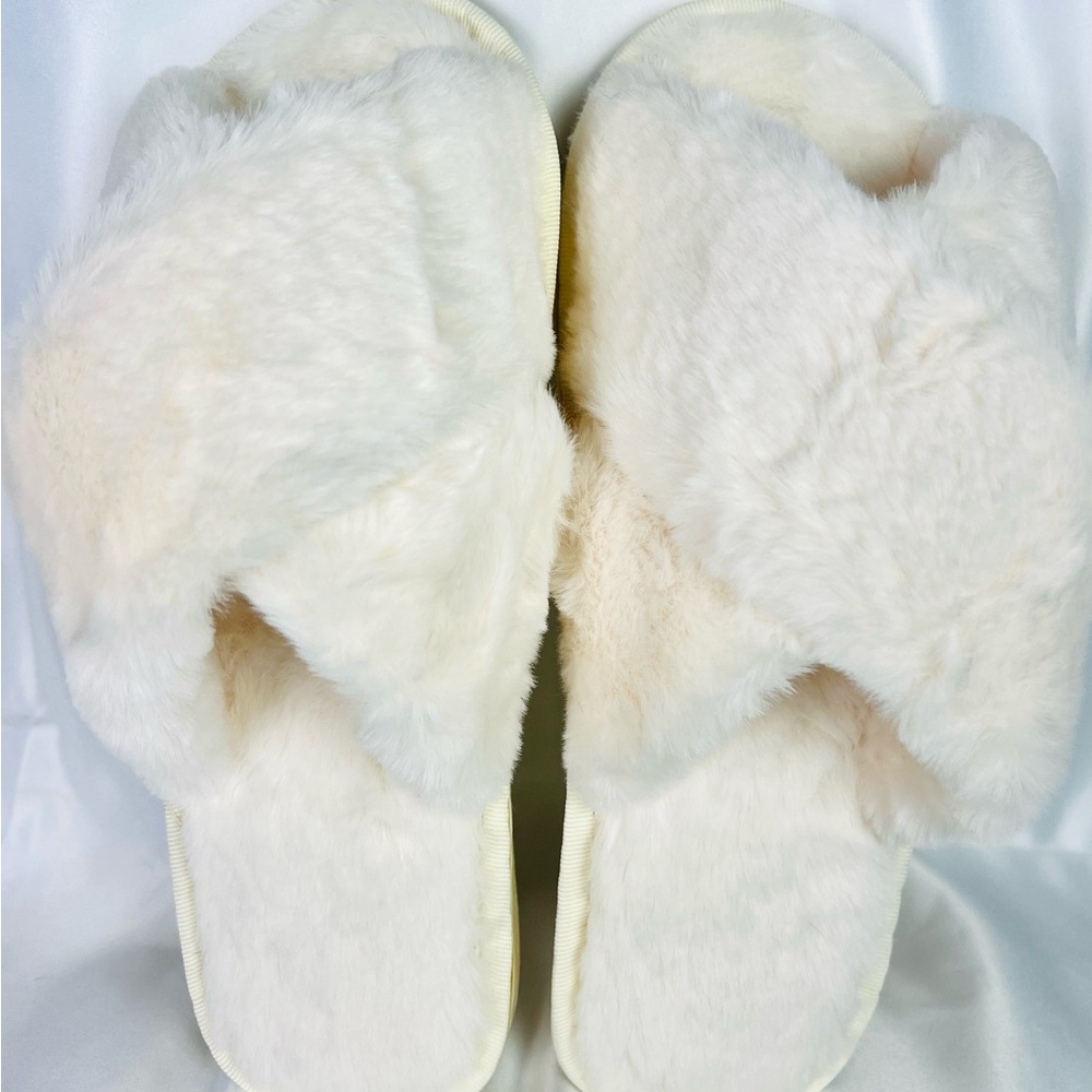 Cream Plush Slippers